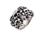 Zhongyi wish European and American vintage men's titanium steel ring Trendy male domineering steel ring Unique multiple skull rings Glossy.pk