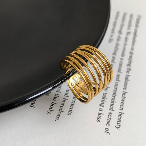 Multi-Layer Winding Ring (Gold / Steel Colour) — jewellery from Glossy.pk, Pakistan
