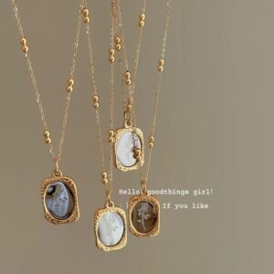 Rose‑Tone Clavicle Pendant Necklace