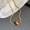 Double-Layer Round-Ball Necklace — Gold or Steel Colour product photo 3 | Glossy.pk Pakistan