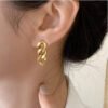 Chain Stud Earrings (Gold / Steel Colour) product photo 3 | Glossy.pk Pakistan