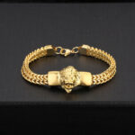 TEMU cross-border titanium steel lion head bracelet European and American men's hip hop bracelet 4*8mm stainless steel chain jewelry Glossy.pk