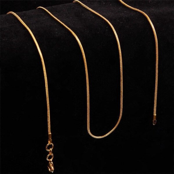 ZFASHION TREND VERSATILE 18K YELLOW GOLD PLATED SNAKE BONE NECKLACE NEW 1MM SNAKE CHAIN WITH SNAKE BONE CHAIN anti-tarnish jewellery from Glossy.pk, Lahore