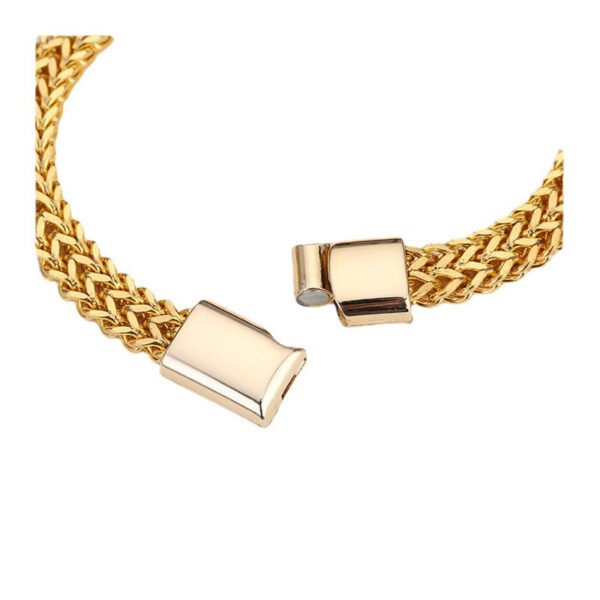 Stainless Steel Braided Double Row 4×8 Positive and Negative Keel Magnet Buckle Bracelet anti-tarnish jewellery from Glossy.pk, Lahore