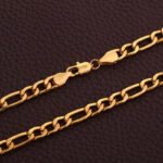 Factory direct sales European and American hip hop jewelry 6MM plated 18K gold necklace AliExpress 3 to 1 Figaro chain wholesale Glossy.pk