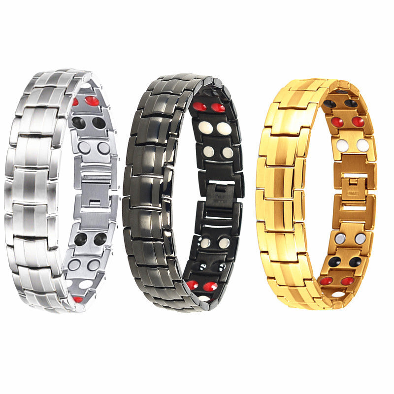 ZHONGYI AMAZON TEMU CROSS-BORDER HOT SALE DETACHABLE DOUBLE-ROW MAGNET MEN'S BRACELET EUROPEAN AND AMERICAN COUPLE BRACELETS Glossy.pk