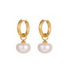 Retro romantic pearl pendant earrings gentle wind titanium steel plated 18K real gold earrings for women anti-tarnish jewellery from Glossy.pk, Lahore
