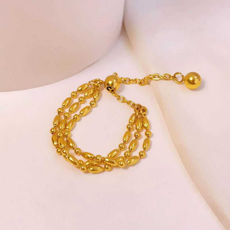 European and American cross-border cold wind simple chain ring niche adjustment ring large size titanium steel plated 18K gold is not afraid of sweat