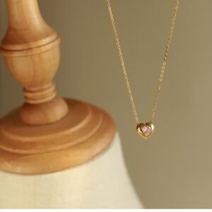 Peach Heart Collarbone Necklace