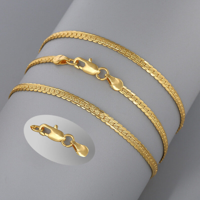 ZHONGYI TEMU NEW PERSONALIZED WOMEN'S 18K GOLD PLATED NECKLACE EUROPEAN AND AMERICAN CROSS-BORDER ACCESSORIES EMBOSSED 4MM GOLD NECKLACE WHOLESALE