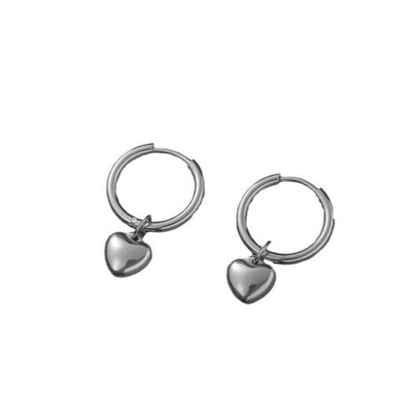 Circle earrings, snap-on love earrings, cold wind, women’s small circles, girly titanium steel, non-fading, heart-shaped earrings anti-tarnish jewellery from Glossy.pk, Lahore