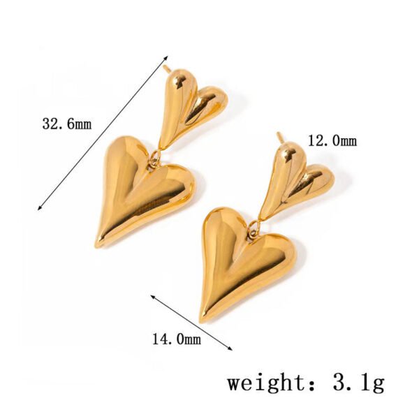 Double layer love butterfly pendant stud earrings stainless steel plated 18K gold plating versatile gradient earrings 21 anti-tarnish jewellery from Glossy.pk, Lahore