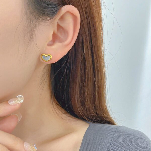 Double layer love butterfly pendant stud earrings stainless steel plated 18K gold plating versatile gradient earrings 21 anti-tarnish jewellery from Glossy.pk, Lahore