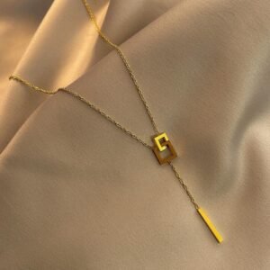 Interlocking Clavicle Necklace — Gold or Steel Colour product photo 3 | Glossy.pk Pakistan
