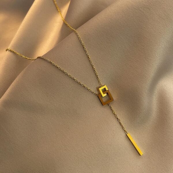 Interlocking Clavicle Necklace — Gold or Steel Colour product photo 3 | Glossy.pk Pakistan
