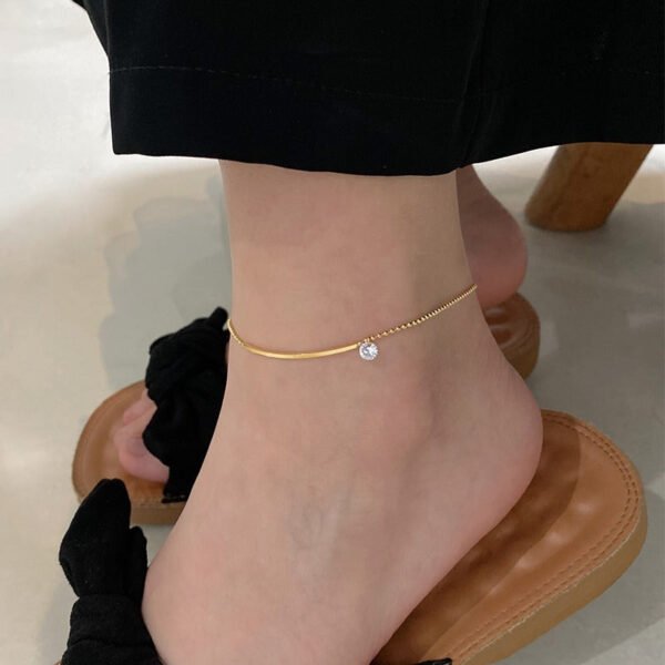 Women’s 18k Gold Anklet Net Red Smile Zircon Ins Anklet Women’s Simple and Not Fade anti-tarnish jewellery from Glossy.pk, Lahore