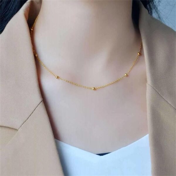 Titanium steel emerald geometric necklace high-grade cold style clavicle necklace fashion temperament accessories do not fade 34 anti-tarnish jewellery from Glossy.pk, Lahore