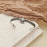 Cross border temu amazon hot sale vintage distressed eagle bracelet for men and women domineering eagle wings open bracelet Glossy.pk