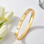 Diamond Buckle Bracelet Full of Stars 18k Rose Gold Bracelet Stainless Steel - Image 4