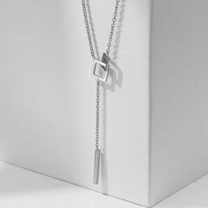 Interlocking Clavicle Necklace — Gold or Steel Colour product photo 4 | Glossy.pk Pakistan