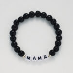 8mm Handwoven Brunge Cord Beaded Bracelet MAMA Mother's Day Bracelet Black Matte Glossy Glass Beads Glossy.pk