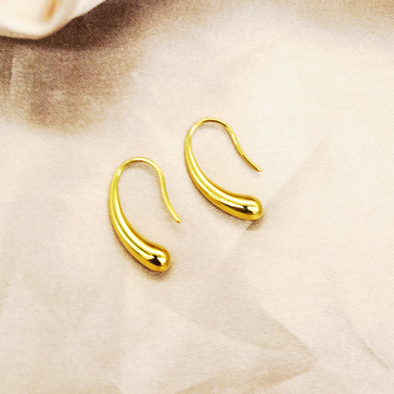 European and American cross-border wholesale water drops free pick-up stainless steel earrings earrings earrings earrings stud cold wind niche design titanium steel jewelry Glossy.pk