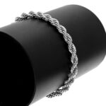 Silver 4mm Chain Men's Twisted Rope Necklace Bracelet Fashion Women's Men's Silver Twist Necklace Quality Jewelry Set Glossy.pk