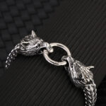 Cross-border AliExpress European and American stainless steel men's bracelets, titanium steel hip-hop bracelets, Nordic domineering wolf head Viking chains Glossy.pk