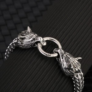 Nordic Wolf‑Head Men's Bracelet — 21 cm product photo 2 | Glossy.pk Pakistan