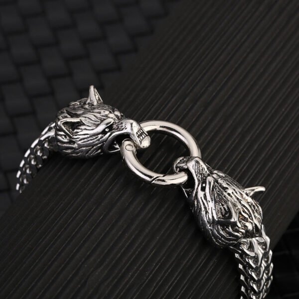 Nordic Wolf‑Head Men's Bracelet — 21 cm product photo 2 | Glossy.pk Pakistan