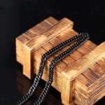 TEMU Amazon's new European and American hot selling double-layer black gold necklace men's cross-border hit 6MM sideways necklace Glossy.pk