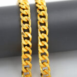 Cross-border jewelry European and American fashion new gold necklace 18K gold-plated men's 8MM side pendant manufacturers wholesale Glossy.pk