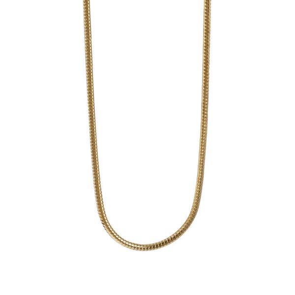ZFASHION TREND VERSATILE 18K YELLOW GOLD PLATED SNAKE BONE NECKLACE NEW 1MM SNAKE CHAIN WITH SNAKE BONE CHAIN anti-tarnish jewellery from Glossy.pk, Lahore