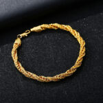 AliExpress New Men's Twisted Rope Domineering 18K Gold Necklace Rough Gold Bracelet Bracelet Metal Plating for Men and Women Glossy.pk