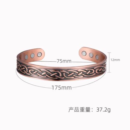 Men's Vintage Copper Color Bracelet TEMU Cross Border AliExpress Fashion Personality Striped Magnet Water Ripple Bracelet