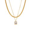 18K gold double-layer zircon crystal pendant anti-tarnish jewellery from Glossy.pk, Lahore