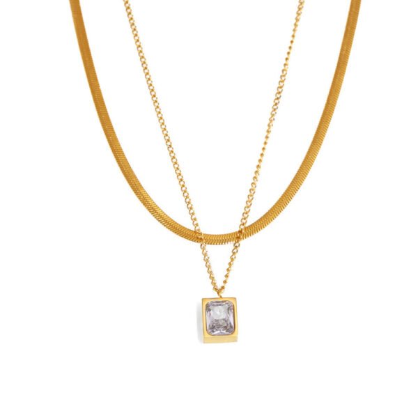 18K gold double-layer zircon crystal pendant anti-tarnish jewellery from Glossy.pk, Lahore