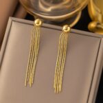 French retro earrings high-end non-fading titanium steel haoshi earrings women's personality European and American earrings jewelry wholesale Glossy.pk