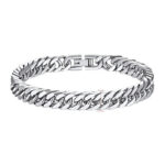 temu cross-border domineering titanium steel jewelry buckle bracelet simple stainless steel European and American style Cuban chain bracelet spot wholesale Glossy.pk