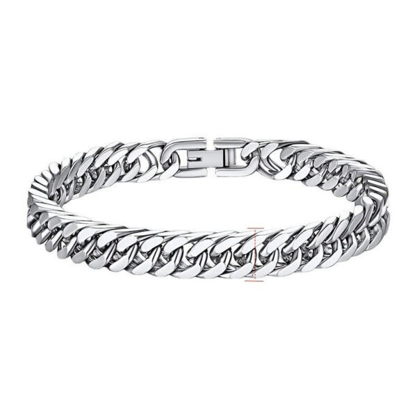 Domineering titanium steel jewelry buckle bracelet simple stainless steel style Cuban chain bracelet spot anti-tarnish jewellery from Glossy.pk, Lahore