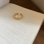 Cross-border wholesale ins wind irregular titanium steel open ring light luxury high-end ring does not fade cold wind 23 Glossy.pk