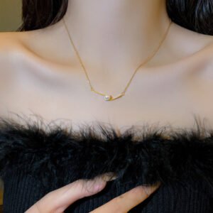 Cross Pearl Clavicle Chain — Minimalist Necklace (style) product photo 3 | Glossy.pk Pakistan