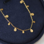 Super beauty spot clavicle chain geometric round square pear-shaped temperament small necklace titanium steel plated 18K gold wholesale Glossy.pk