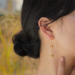 European and American net red ins wind 18K stainless steel three sizes bead pendant earrings do not fade color versatile earrings wholesale