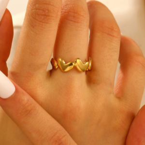 Soft heart adjustable ring- gold
