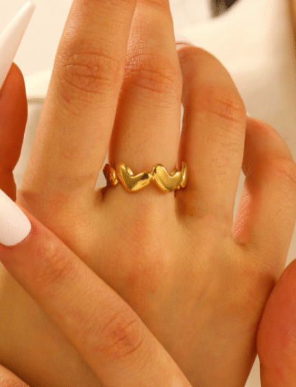 Soft heart adjustable ring- gold