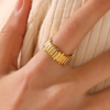 Multi lines chunky adjustable ring- gold product photo 2 | Glossy.pk Pakistan