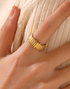 Multi lines chunky adjustable ring- gold product photo 2 | Glossy.pk Pakistan
