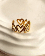 Mini heart chunky adjustable ring- gold