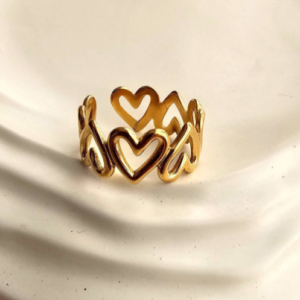 Mini heart chunky adjustable ring- gold